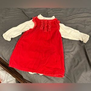 Gorgeous red velvet dress & onesie set. Size 12-18 months